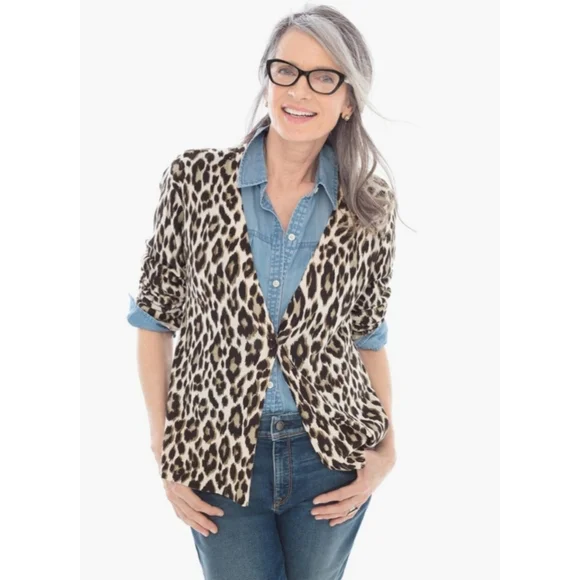 Chico's Reena Animal Print Cardigan | Linen Blend - Picture 11 of 11